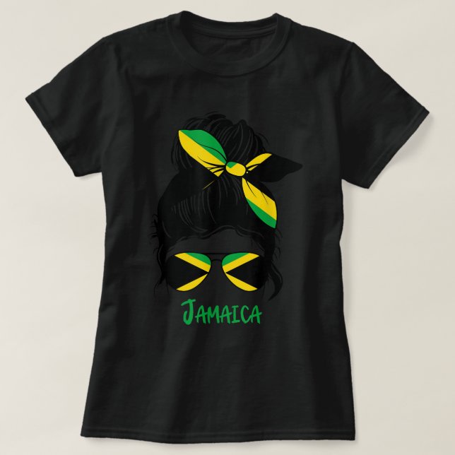 Jamaikanerin Jamaica-Mädchen Jamaica-Flagge T-Shirt (Design vorne)