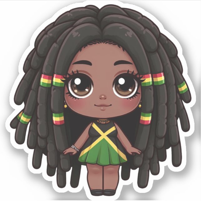 Jamaikanerin mit Dreadlocks Aufkleber (Vorderseite)