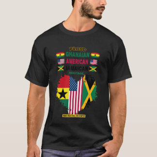 Jamaikanisch Amerikanisch Ghanaische Flagge Outfit T-Shirt