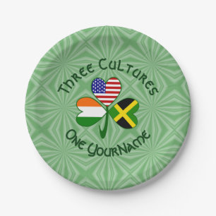Jamaikanisch Irisch USA-Flaggen Shamrock Personali Pappteller