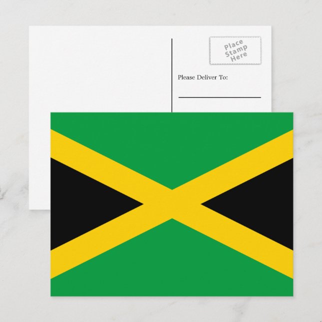 jamaikanische Flagge, Flagge Jamaikas Postkarte (Vorne/Hinten)