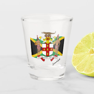 Jamaikanische Flagge & Jamaika Wappen / Party Schnapsglas