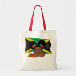 jamaikanische Flagge mit Girl & Hibiskus Blume Tot Tragetasche