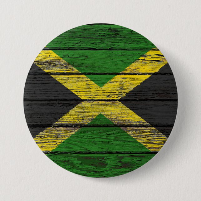 Jamaikanische Flagge mit rauem hölzernem Button (Vorderseite)