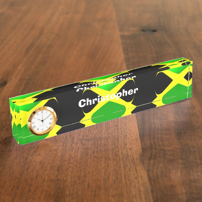 jamaikanische Flagge Namensplakette (Seite)