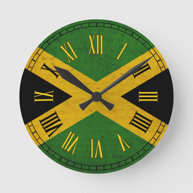 Jamaikanische Flagge Runde Wanduhr (Vorderseite)