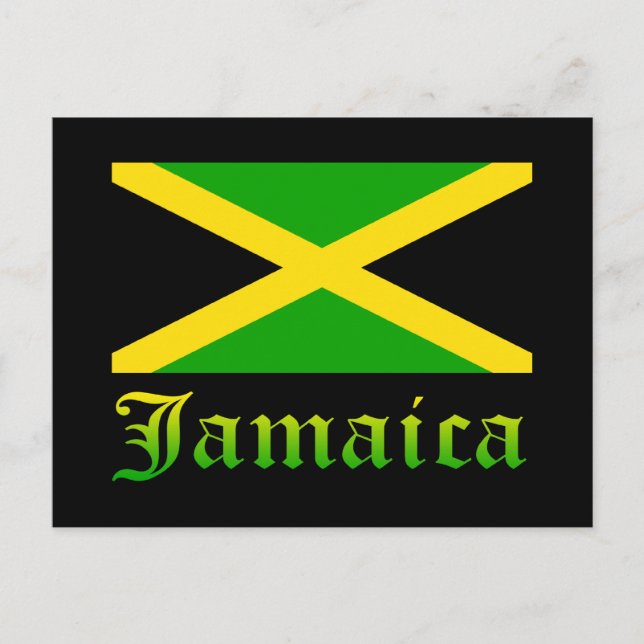 Jamaikanische Flagge, schwarz, grün und gelb Postkarte (Vorderseite)