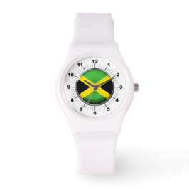 Jamaikanische Flagge Sporty White Silicon Watch Armbanduhr