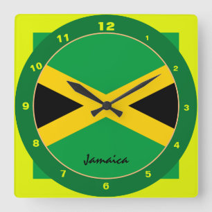 Jamaikanische Flagge und jamaikanische trendige Mo Quadratische Wanduhr