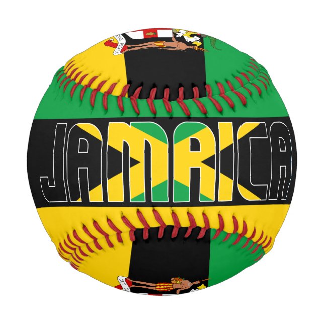 Jamaikanische Flagge und Wappen Patriotisch Baseball (Vorderseite)