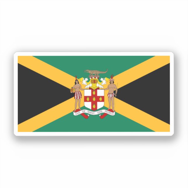 jamaikanische Flagge/Wappen Aufkleber (Vorderseite)