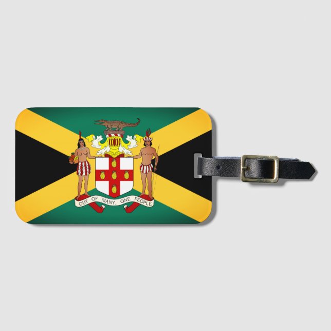 jamaikanische Flagge/Wappen Gepäckanhänger (Vorderseite (Horizontal))