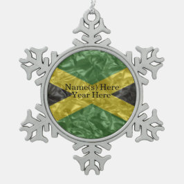 jamaikanische Flagge - zerknittert Schneeflocken Zinn-Ornament
