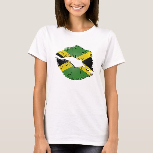 Jamaikanische Flaggen-Lippen T-Shirt (Vorderseite)