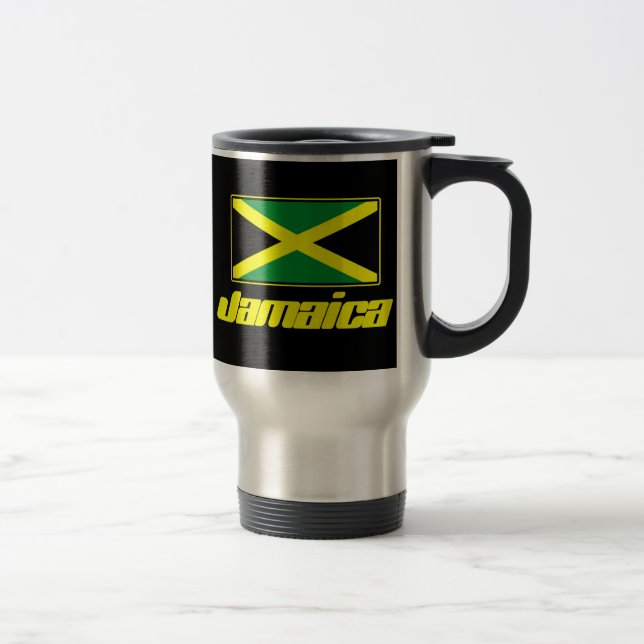 Jamaikanische Flaggen-Schwarz-Reise-Tasse Reisebecher (Rechts)