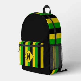 Jamaikanische Flaggenfarben Gestreiftes Monogramm Bedruckter Rucksack