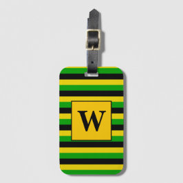Jamaikanische Flaggenfarben gestrichen Monogramm Gepäckanhänger