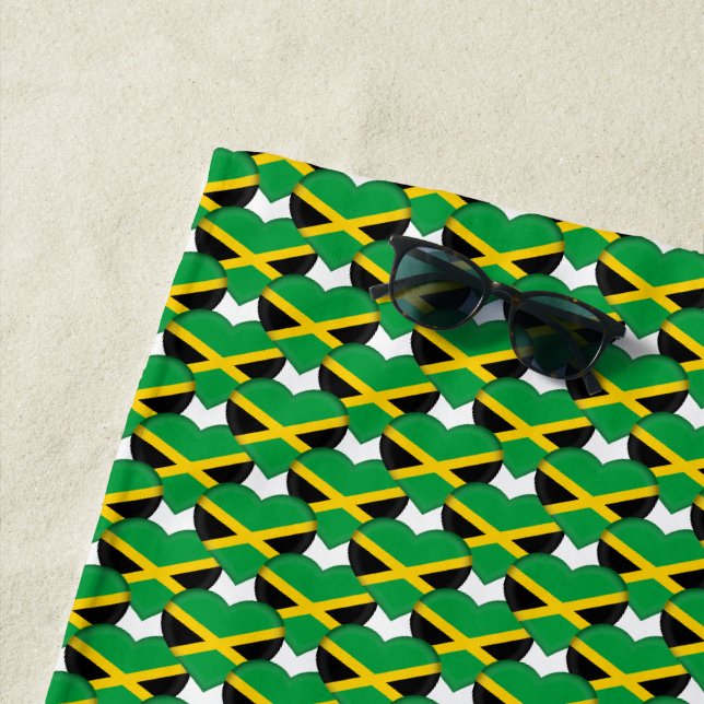 Jamaikanische Flaggenfarben hören Patriotic Strandtuch (Beispiel)
