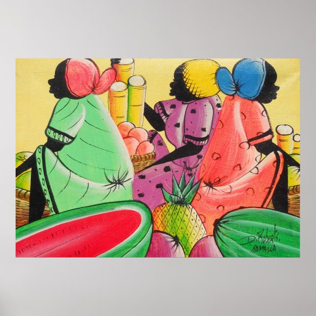 Jamaikanische Frauen im Fruchtmarkt D Roberts Lein Poster (Vorne)