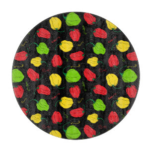 Jamaikanische Küche Chili Pepper Gemustert Black Schneidebrett
