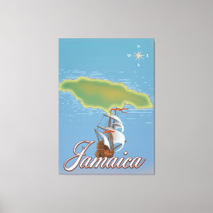 Jamaikanische Reiselandkarte Leinwanddruck
