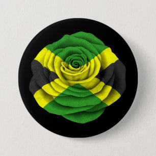 Jamaikanische Rosen-Flagge auf Schwarzem Button