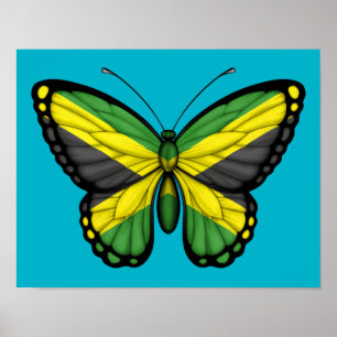 Jamaikanische Schmetterlings-Flagge Poster