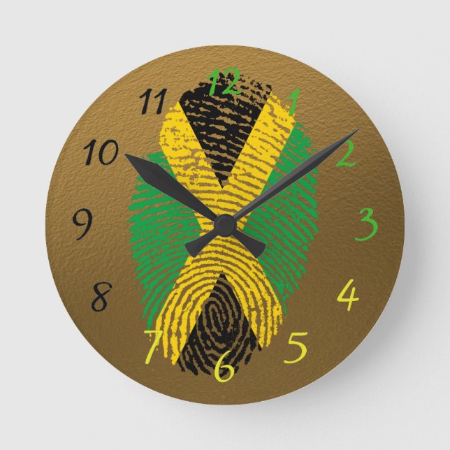 Jamaikanische Touchfingerabdruckflagge Runde Wanduhr (Vorderseite)