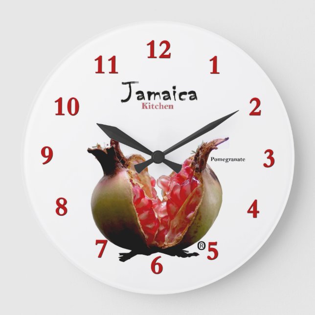 Jamaikanischer Granatapfel-modernes Große Wanduhr (Vorderseite)