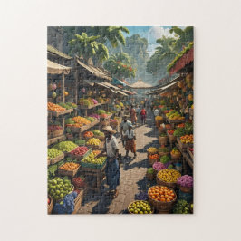 Jamaikanischer Outdoor-Obstmarkt farbenfroh intere