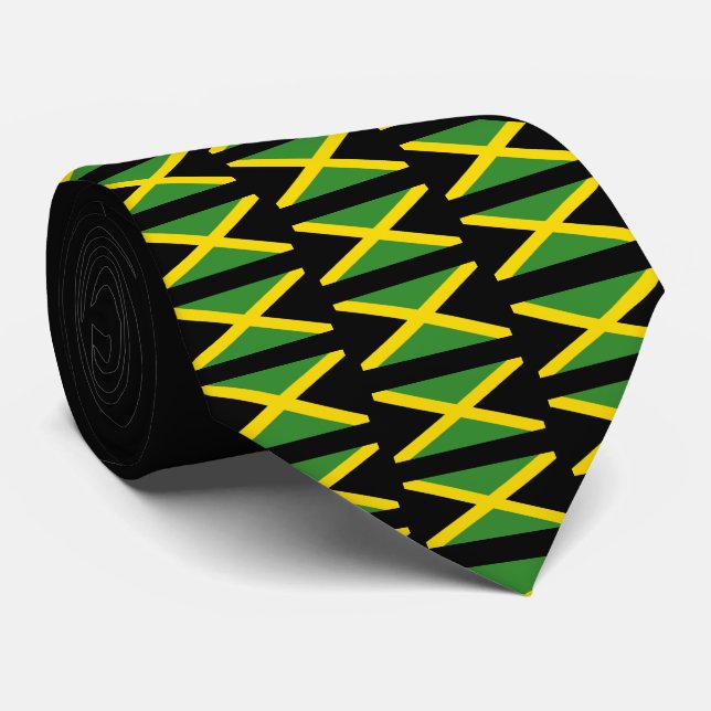 Jamaikanischer Spaß Monogram Neck Tie Krawatte (Gerollt)