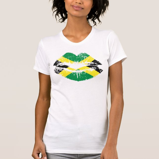 Jamaikanischer T - Shirt für Damen. Weiße kurze (Vorderseite)