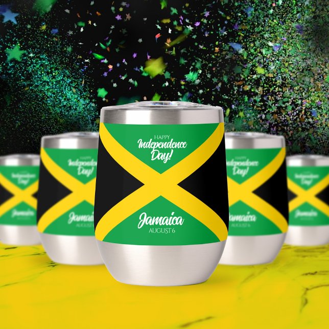 Jamaikanischer Unabhängigkeitstag Jamaikanische Na (Jamaican Independence Day August 6 Thermal Wine Tumbler Cover Photo)