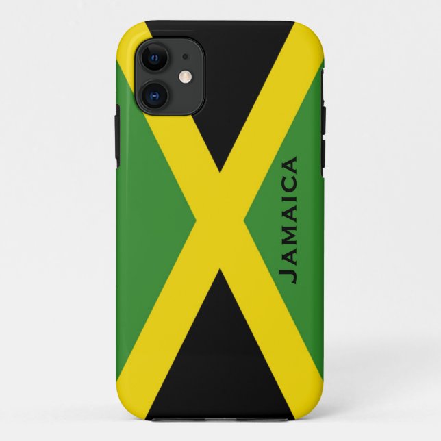 Jamaikanisches Flaggen-Schwarz-Grün-Gelb Jamaika Case-Mate iPhone Hülle (Rückseite)