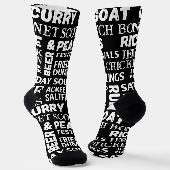 Jamaikanisches Restaurant Köche Black Gemustert Socken (Gewinkelt)