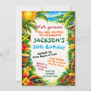 Jamaikanisches Thema Tropical Reggae Geburtstag Einladung