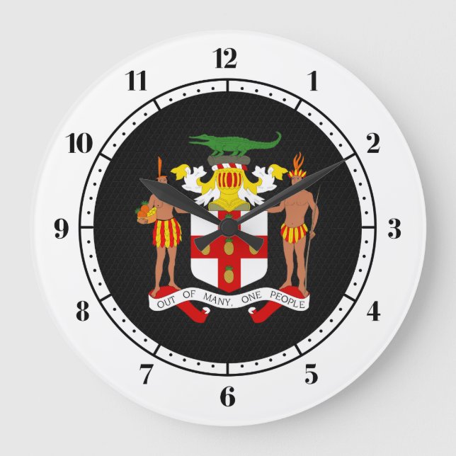 jamaikanisches Wappen Große Wanduhr (Vorderseite)