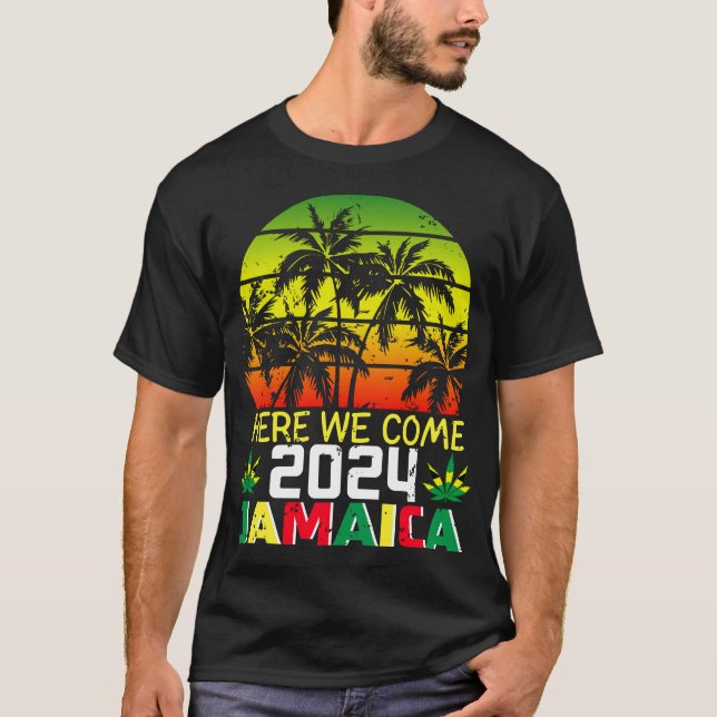 Jamaïque 2024 Ici Nous Venons Hommes T-Shirt (Devant)