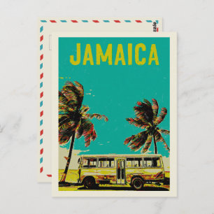 Jamaïque, bus et palmiers carte postale