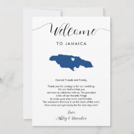 Jamaïque Carte Mariage Bienvenue Itinéraire & Lett