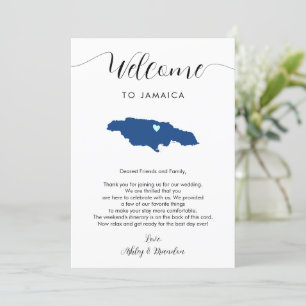 Jamaïque Carte Mariage Bienvenue Itinéraire & Lett