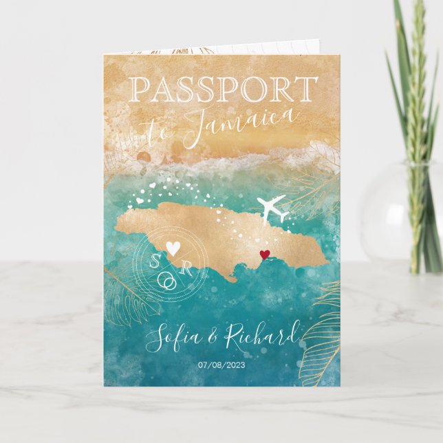 Jamaïque Mariage Destination Carte de passeport In (Devant)