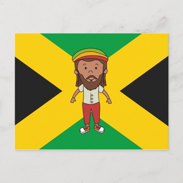 Jamaïque Rasta Man Pays Drapeau Carte postale Idée (Devant)