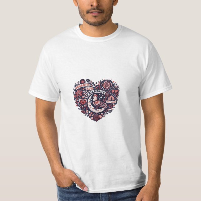 Jamais dans l'amour Romantique Couple T-shirt (Devant)