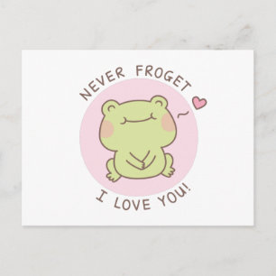 Jamais Frogret Je T'Aime Cute Frog Pun Carte Posta