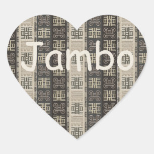 Jambo.afrikanisches ethnisches Muster. Adinkra-Sym Herz-Aufkleber