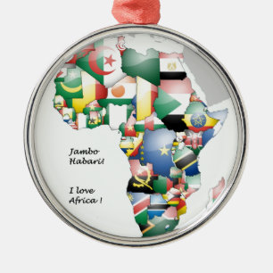 Jambo Habari Afrika ! I Liebe Afrika Silbernes Ornament
