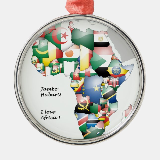 Jambo Habari Afrika ! I Liebe Afrika Silbernes Ornament (Vorne)