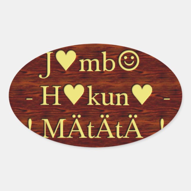Jambo Hakuna Matata: African Art Print/Graphic Ovaler Aufkleber (Vorderseite)