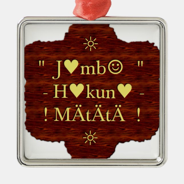 Jambo Hakuna Matata: African Art Print/Graphic Silbernes Ornament (Vorne)